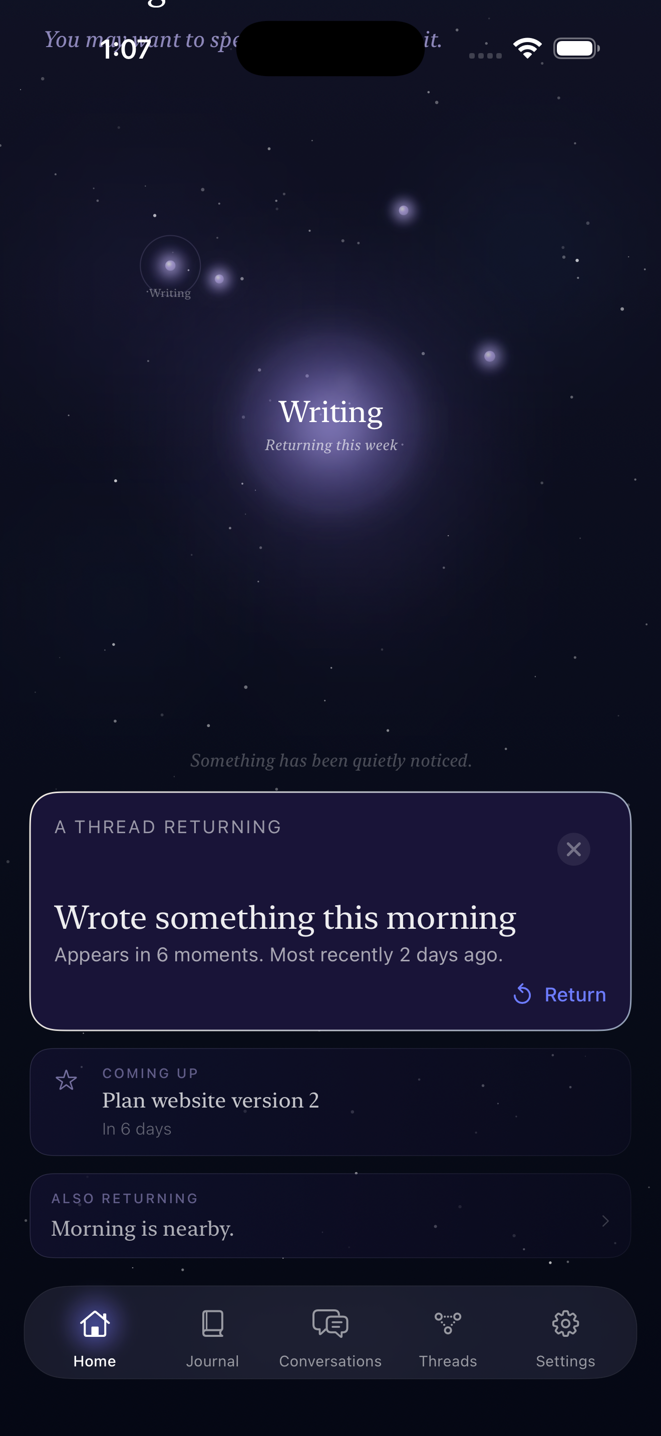 EverThread home orbit screen