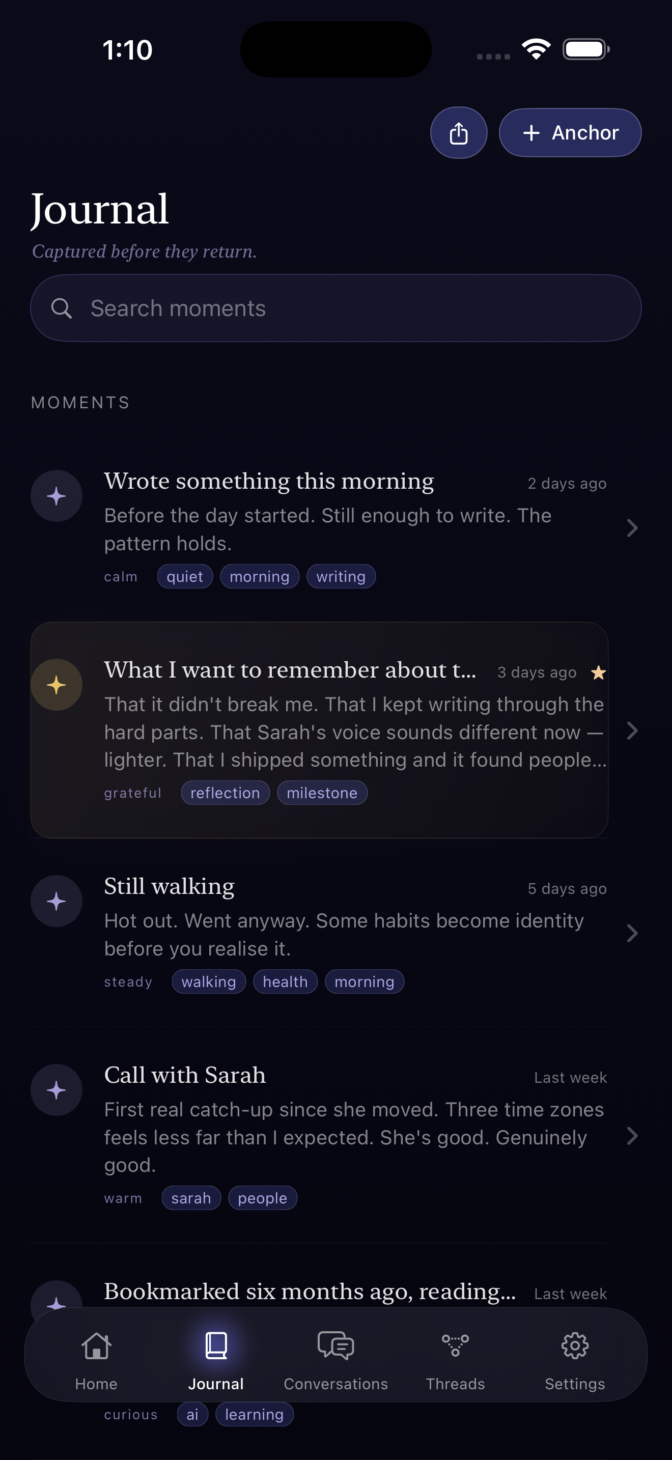 EverThread journal screen